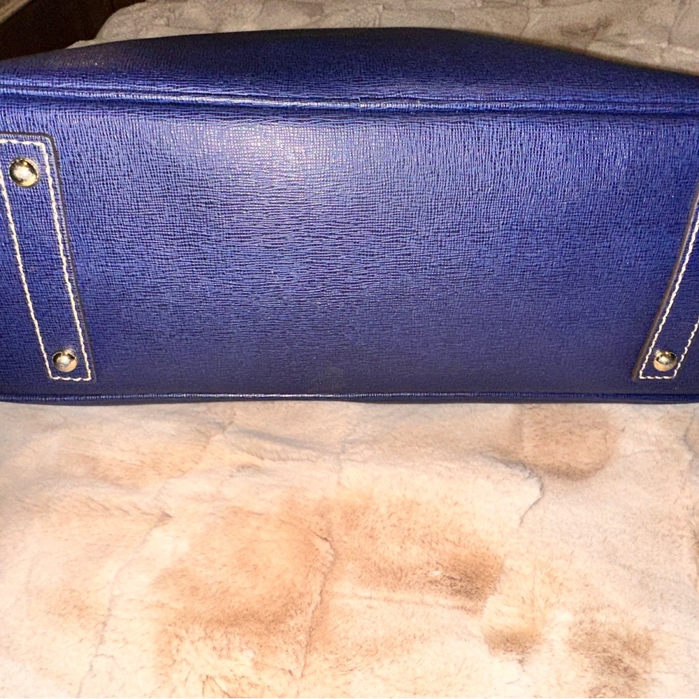 Dooney & Bourke Navy Leather Shoulder Bag with Gold Accents - Picture 4 of 11